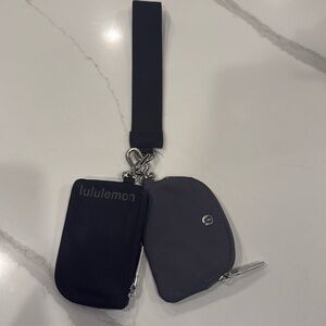 Black and grey lululemon key chain